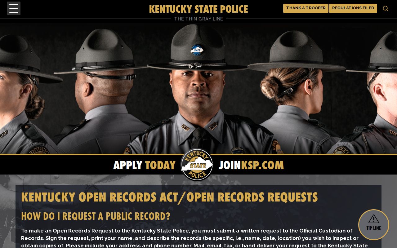 Perry County arrest records request information from Kentucky State Police